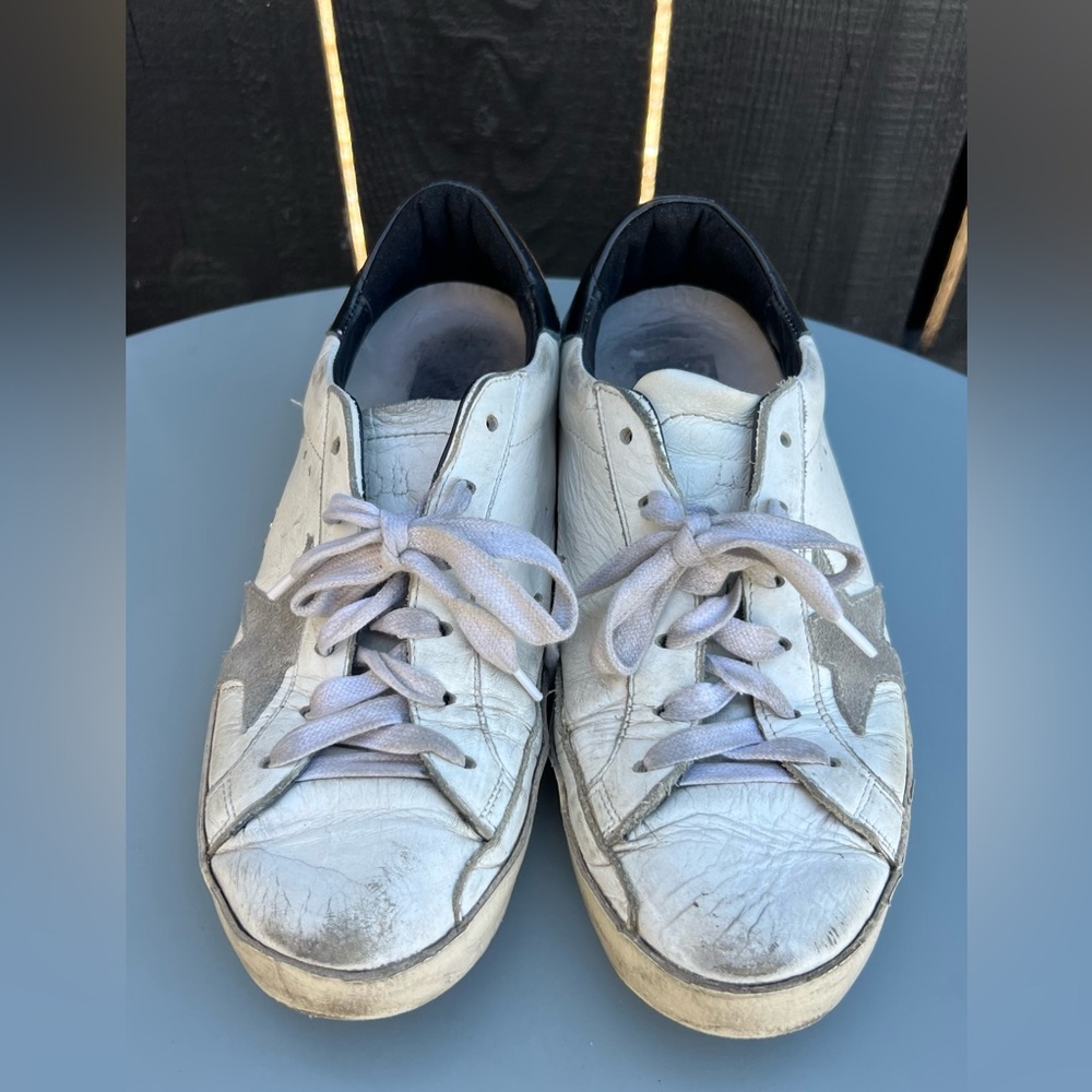 Golden Goose White and Gray Sneakers